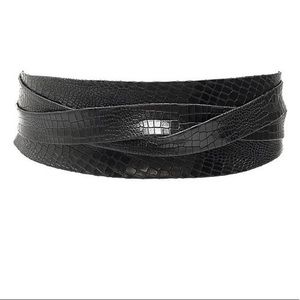 Ada Black Croco Wrap “obi” belt OS